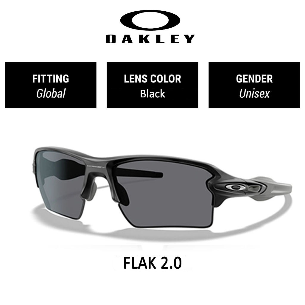 100% Original Kacamata Hitam Oakley Sunglasses FLAK 2.0 OO9188 Polished Black Pria wanita