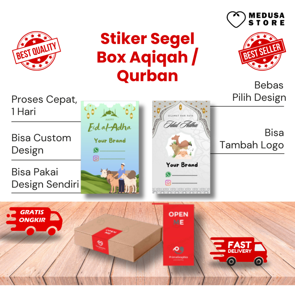 Sticker Segel Box / Stiker Label Box Aqiqah/ Idul Adha / Qurban / Kurban