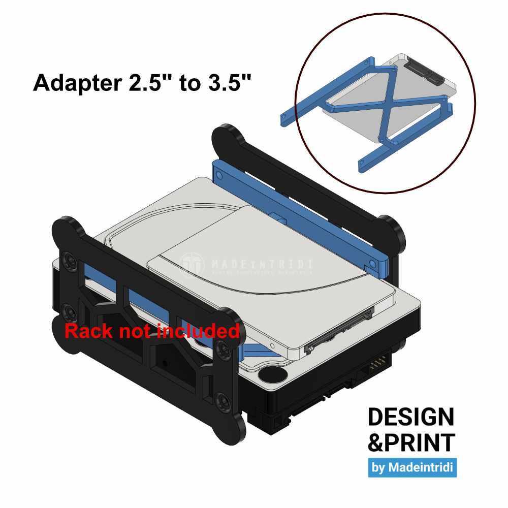 Adapter hdd 2.5" to 3.5" 1-10 stacked hdd rack combination product - Madeintridi