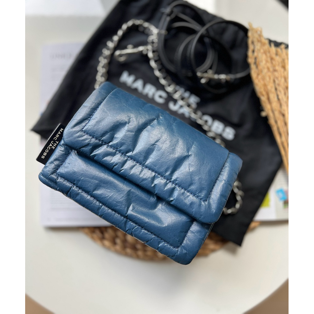 Tas kulit wanita MJ pillow bag blue preloved