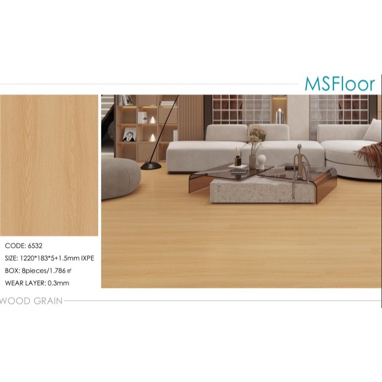Lantai Spc MS floor +Underlayer 6.5 mm Lantai Spc