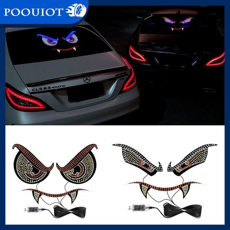 POOU IOT Lampu LED Devil Eye USB Mode USB - Animasi Strobo Kedip Blitz untuk Hiasan Kaca Depan/Belak