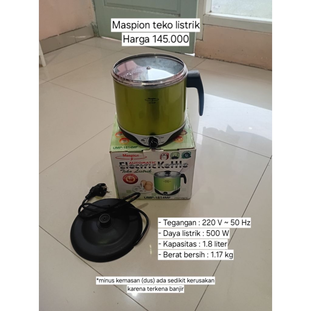Maspion Automatic Electric Kettle Teko Listrik 1.8 Liter