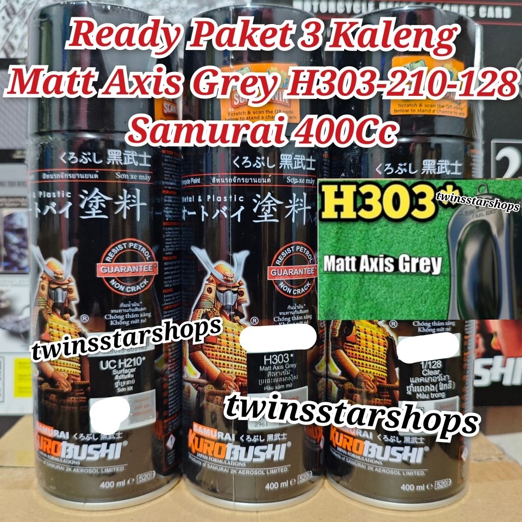 Pilok Pylox Cat Samurai Paket 3 Kaleng Matt Axis Grey H303 Abu Gelap Metalik 303 Epoxy Surfacer UC H