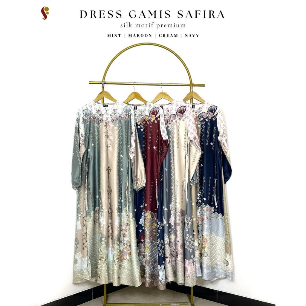 - DRESS - DRESS GAMIS SAFIRA SILK MOTIF SIMPLE ELEGANT REMAJA