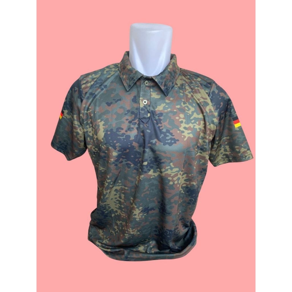 Kaos Kerah Polo Camo Loreng Flecktarn Tentara Jerman Army Reproduksi Size XXL