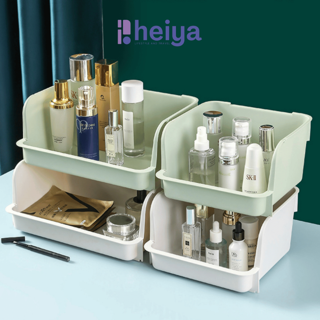 [HY] Rak Plastik Makeup Susun Rak Organizer Kosmetik Susun Rak Meja Plastik Multifungsi
