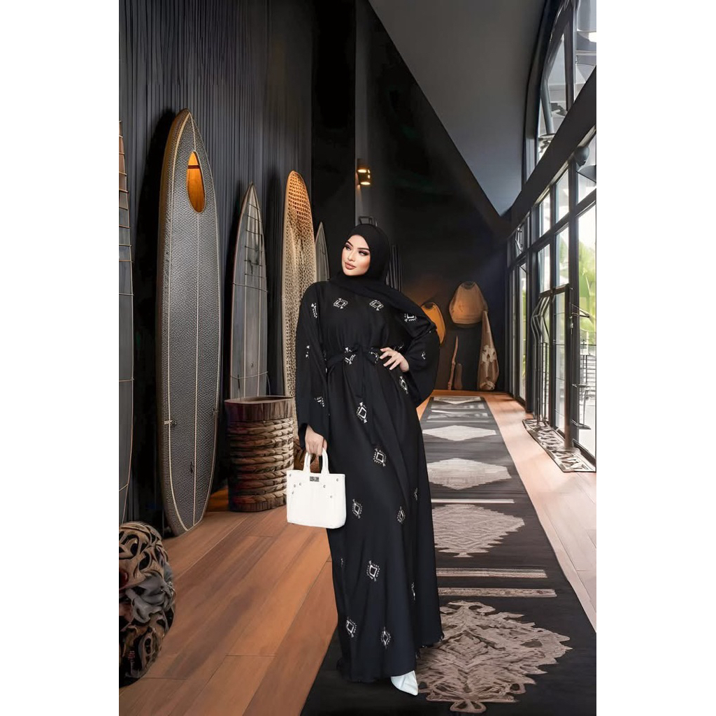 Fataya Collection El AMENA Abaya Silver ( Limited Edition ) - Kain Silk Doof