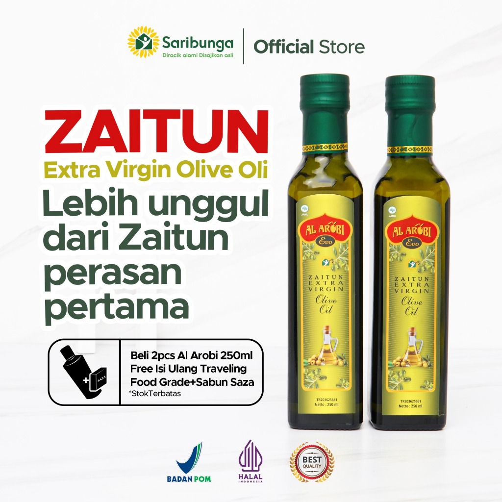 AL AROBI PREMIUM Minyak Zaitun Ekstra Virgin Olive Oil Grade A+ - Cold Pressed - Bisa Diminum - EVOO