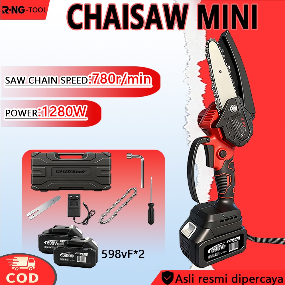 RNG Gergaji Chainsaw Mini Gergaji Mesin Gergaji Baterai Gergaji Mesin Gergaji Pemotong Kayu