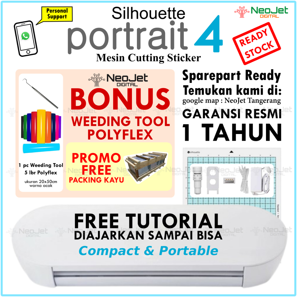 Mesin Cutting Sticker Portrait 4 Stiker Sablon Silhoutte Cameo Mini Potrait 4