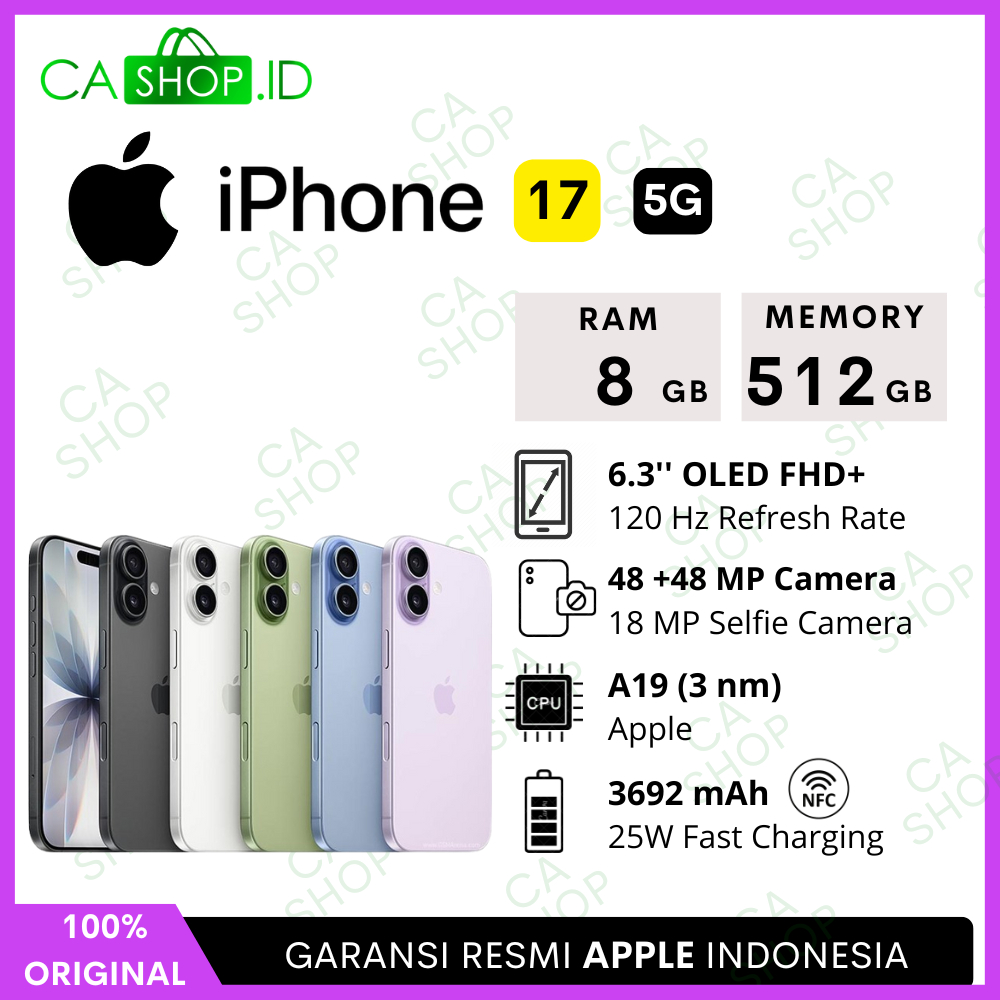 Apple iPhone 17 - 256GB 512GB - New Baru Original Garansi Resmi Indonesia GDN TAM
