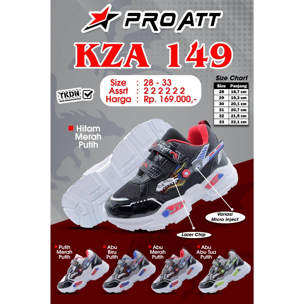 PRO ATT KZA 149 Sepatu Anak Pria Cowok Perekat Anti Slip Asli Original Model Keren Kuat Tahan Murah