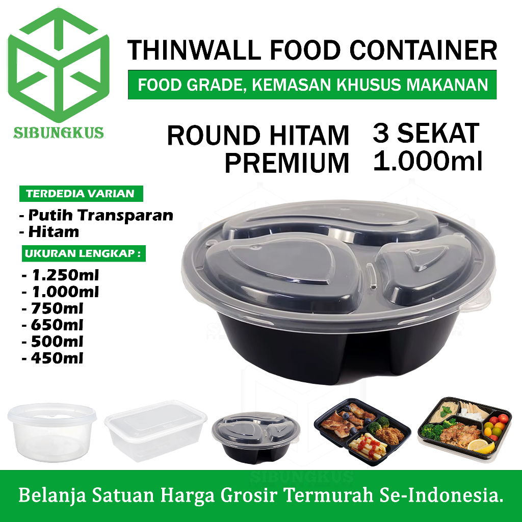 Delkochoice Premium Food Container 1000ml Thinwall Kotak Makan Plastik Rectangle Square Toples Micro