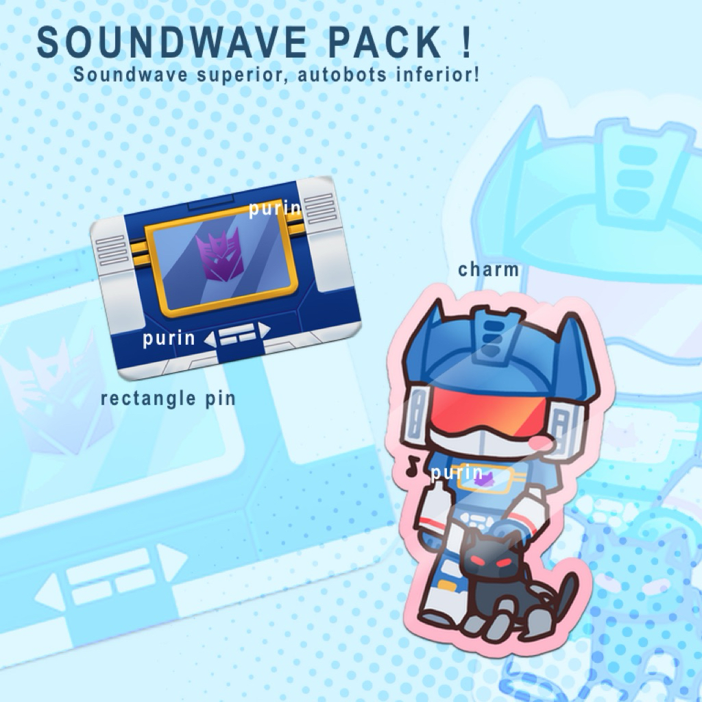 [READY STOCK] Transformers Soundwave rectangle pin badge & keychain charm