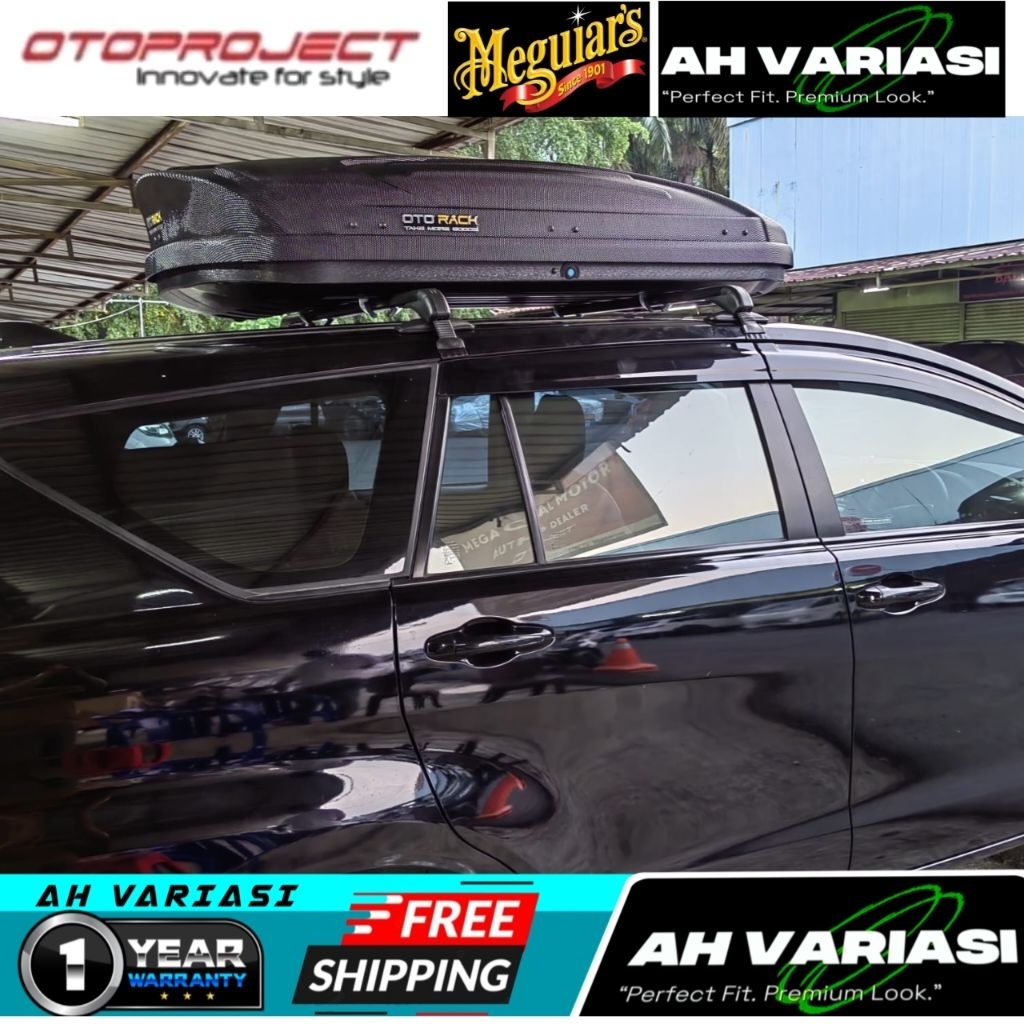 Otoproject Paket Roof Box Premium 480L Carbonite + Cross Bar Pro Khusus Innova Reborn Otorack Maxima