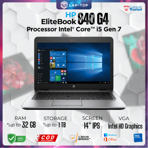Laptop HP EliteBook 840 G4 Core i5 Gen 7 RAM 16GB SSD 512GB 14 Inci Second Murah Original