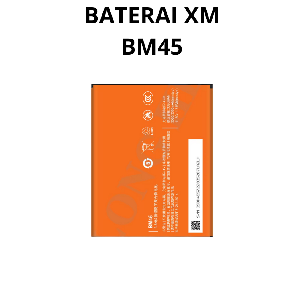 BATERAI BATTERY XIAOMI BM45/NOTE 2 XIAOMI REDMI NOTE 2 DOUBLE [IC POWER] ORIGINAL