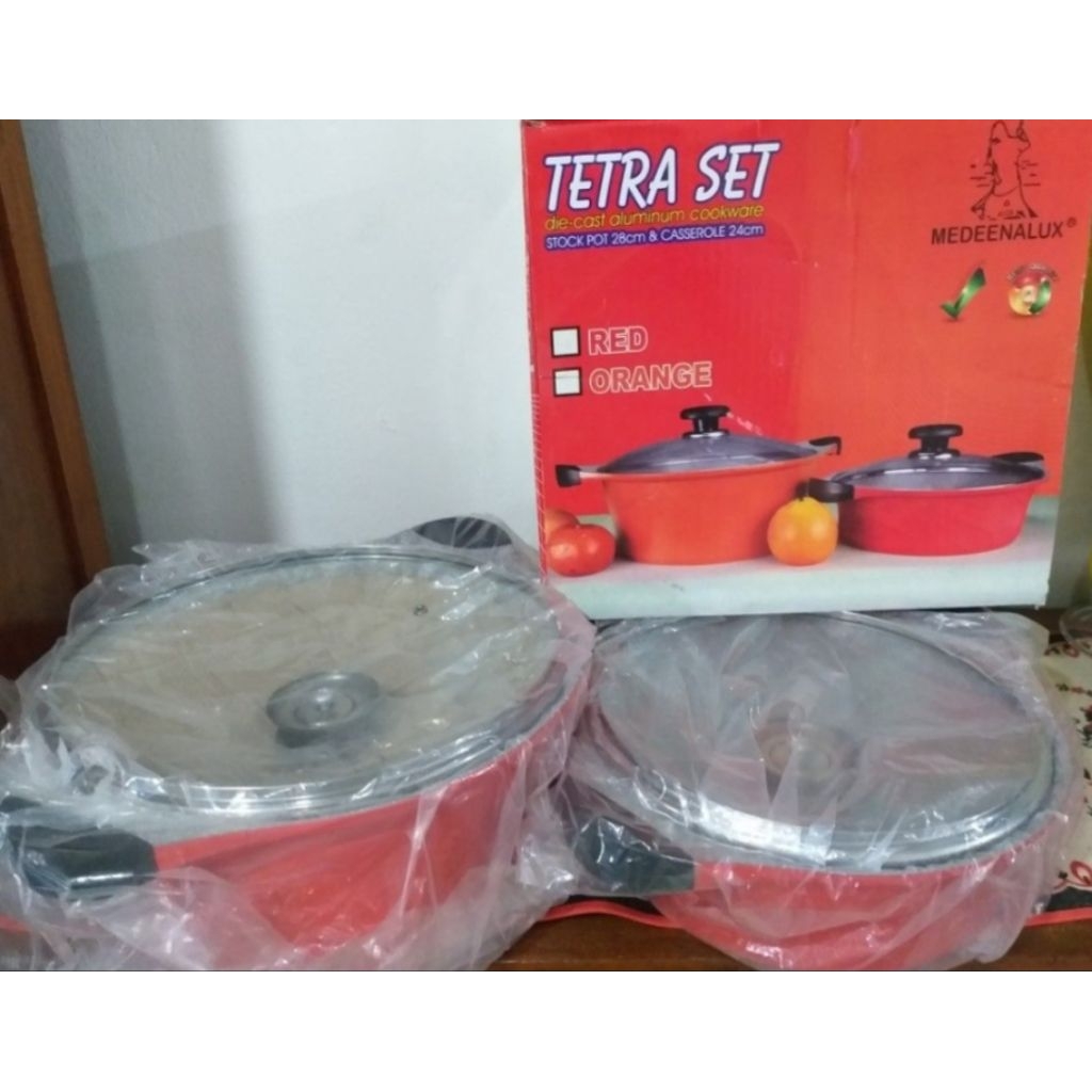 Tetra Set Stock Pot/ Casserol Panci Medeenalux granit Merah