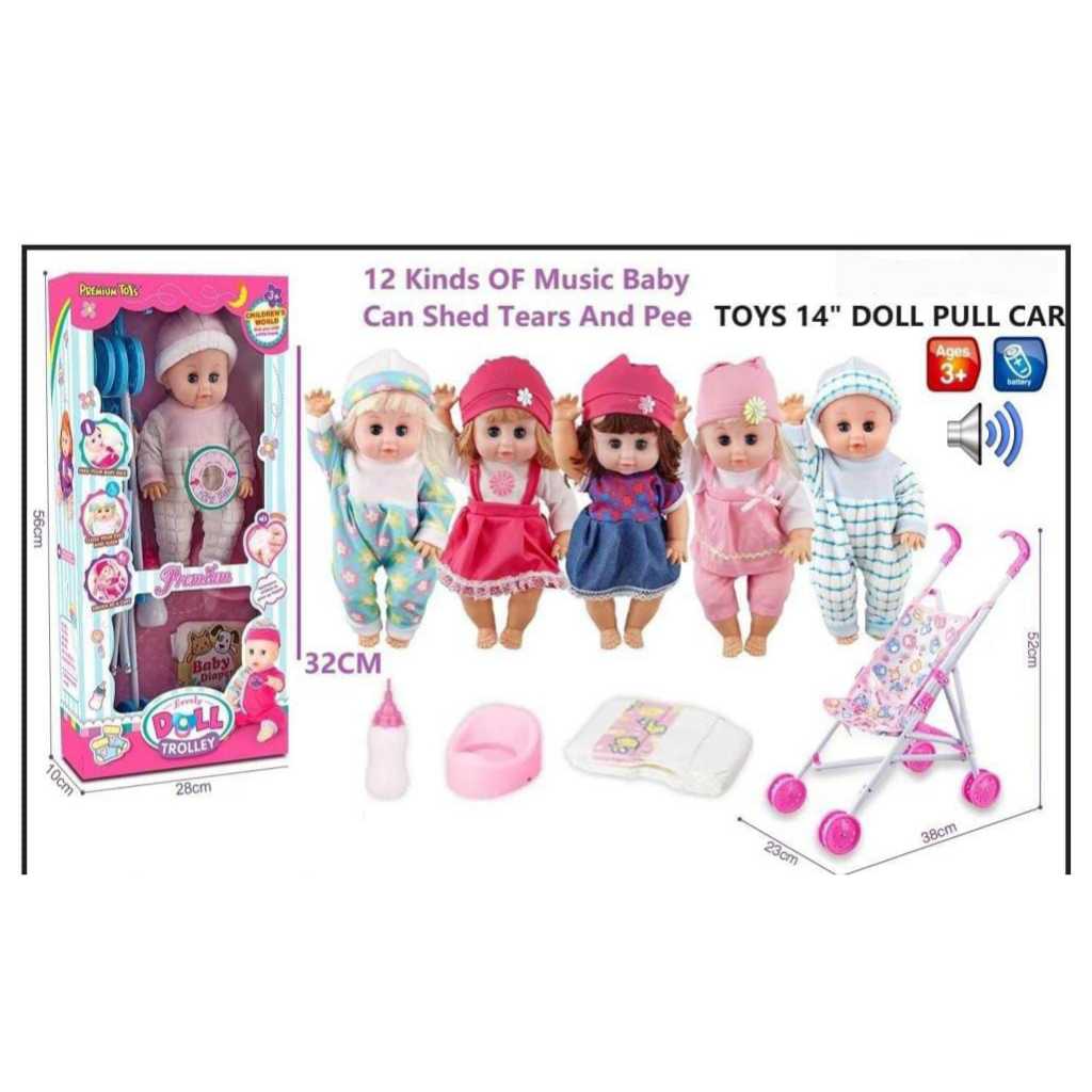 BONEKA BAYI DORONG STROLLER SUARA NANGISAN MAMA PAPA