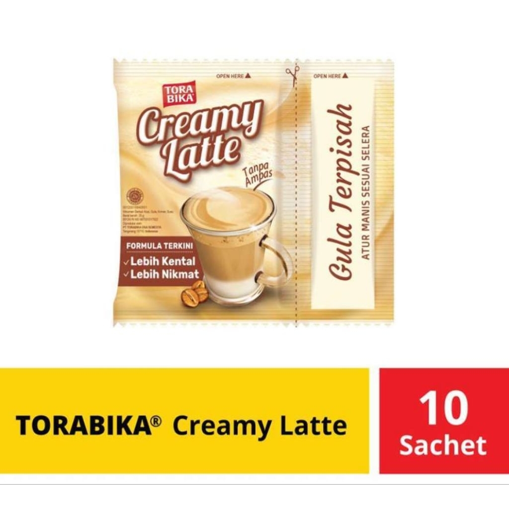 kopi creamy latte 1 renceng 10 sachet gratis sendok