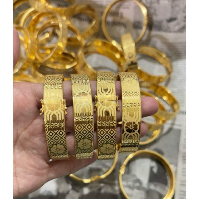 Gelang bangkok lebar lapis emas