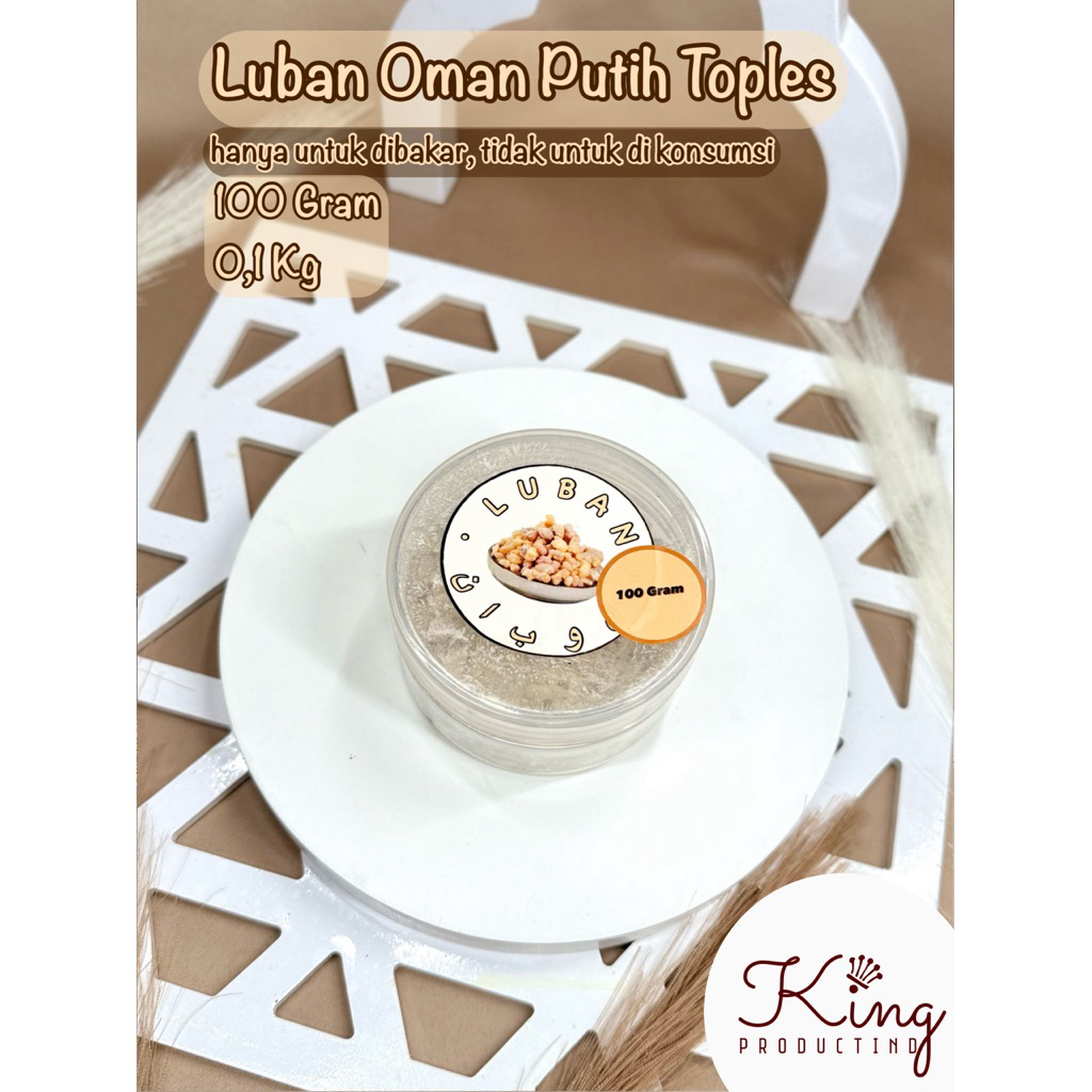 King - 100 Gram Luban Mustaki Kemenyan Arab Putih Luban Oman Mustaka Crystal King - Luban Kristal Lu
