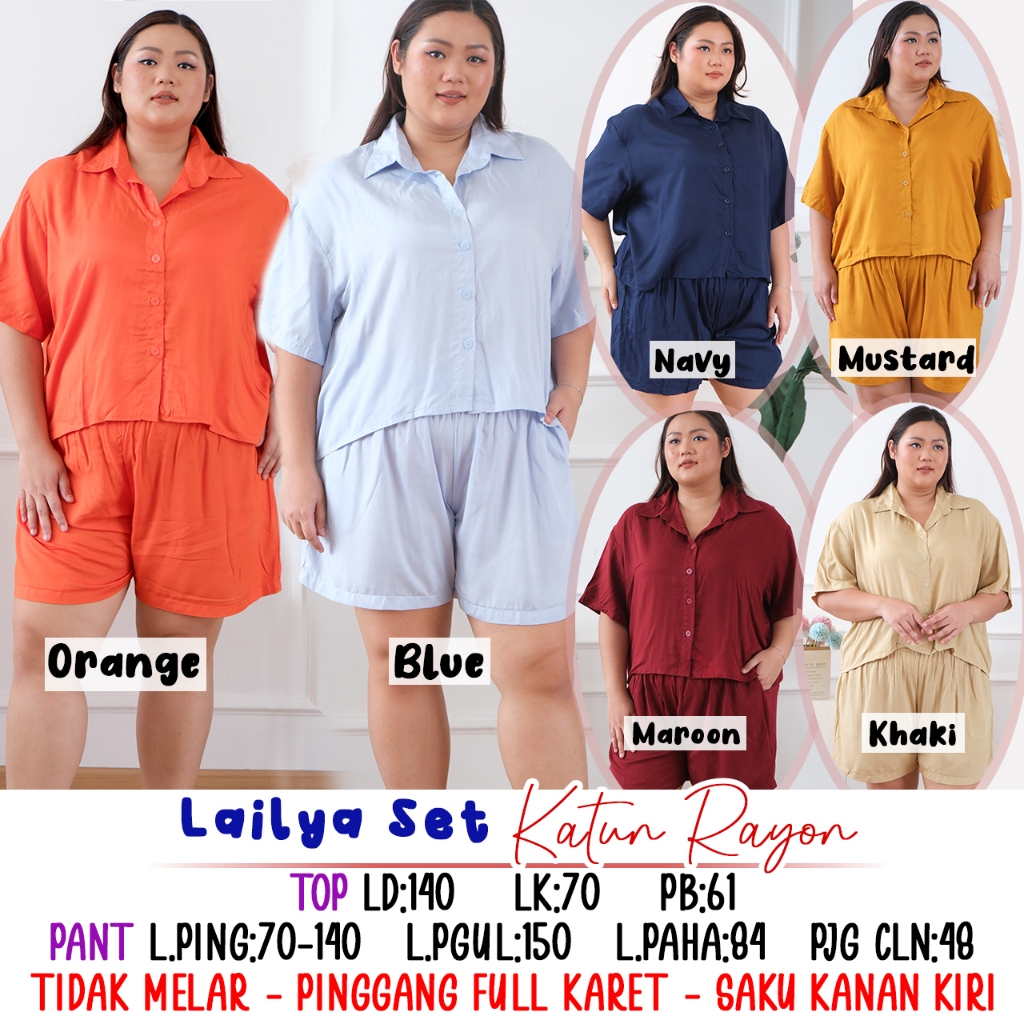 BIGSIZE JUMBO -  LAILYA SET SETELAN WANITA POLOS LD 140 ONE SET KEKINIAN BIG SIZE  SETELAN CELANA PE