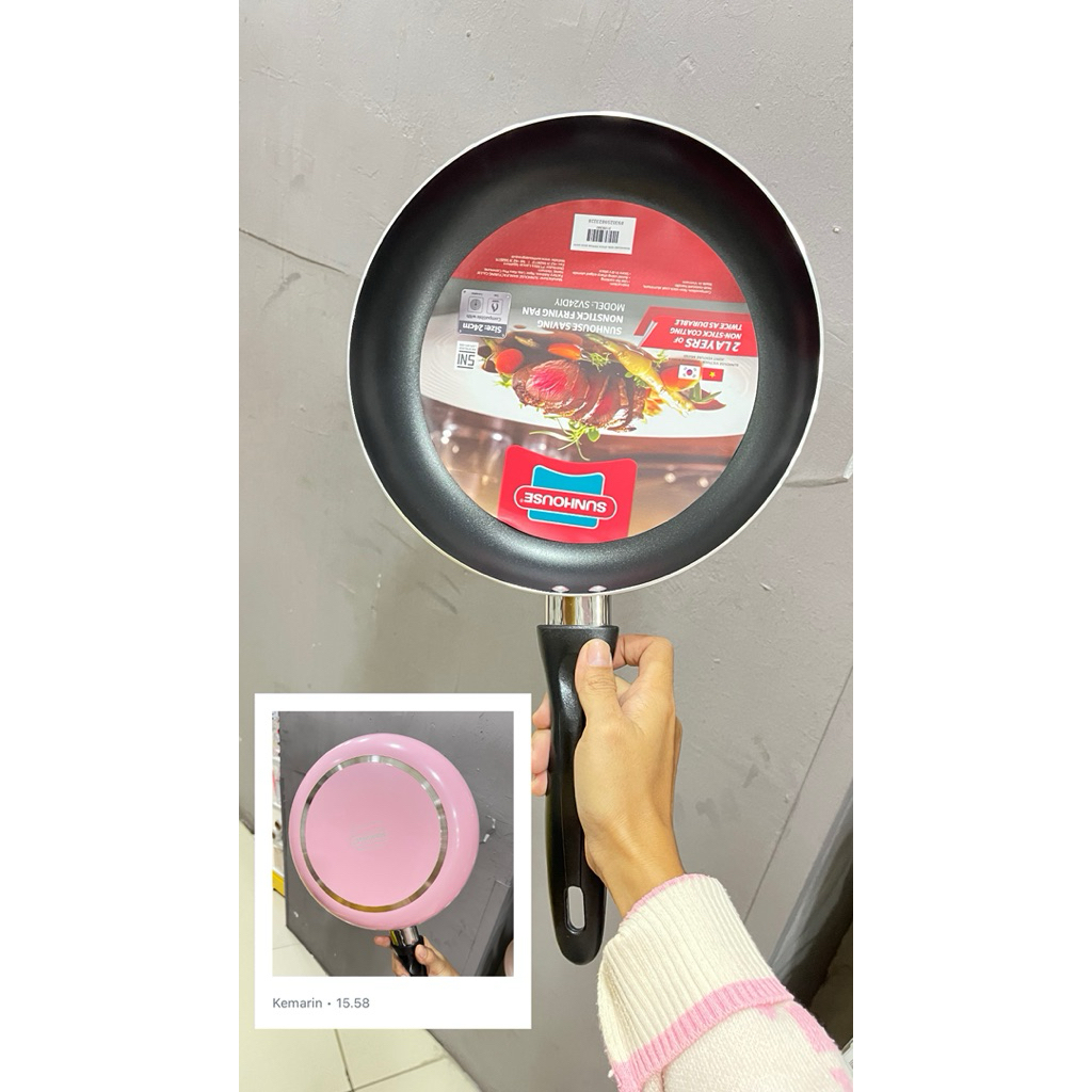 TEFLON PINK NONSTICK ANTI LENGKET SUNHOUSE /FRYPAN PINK ANTI LENGKET /TEFLON 24CM PINK SERBAGUNA