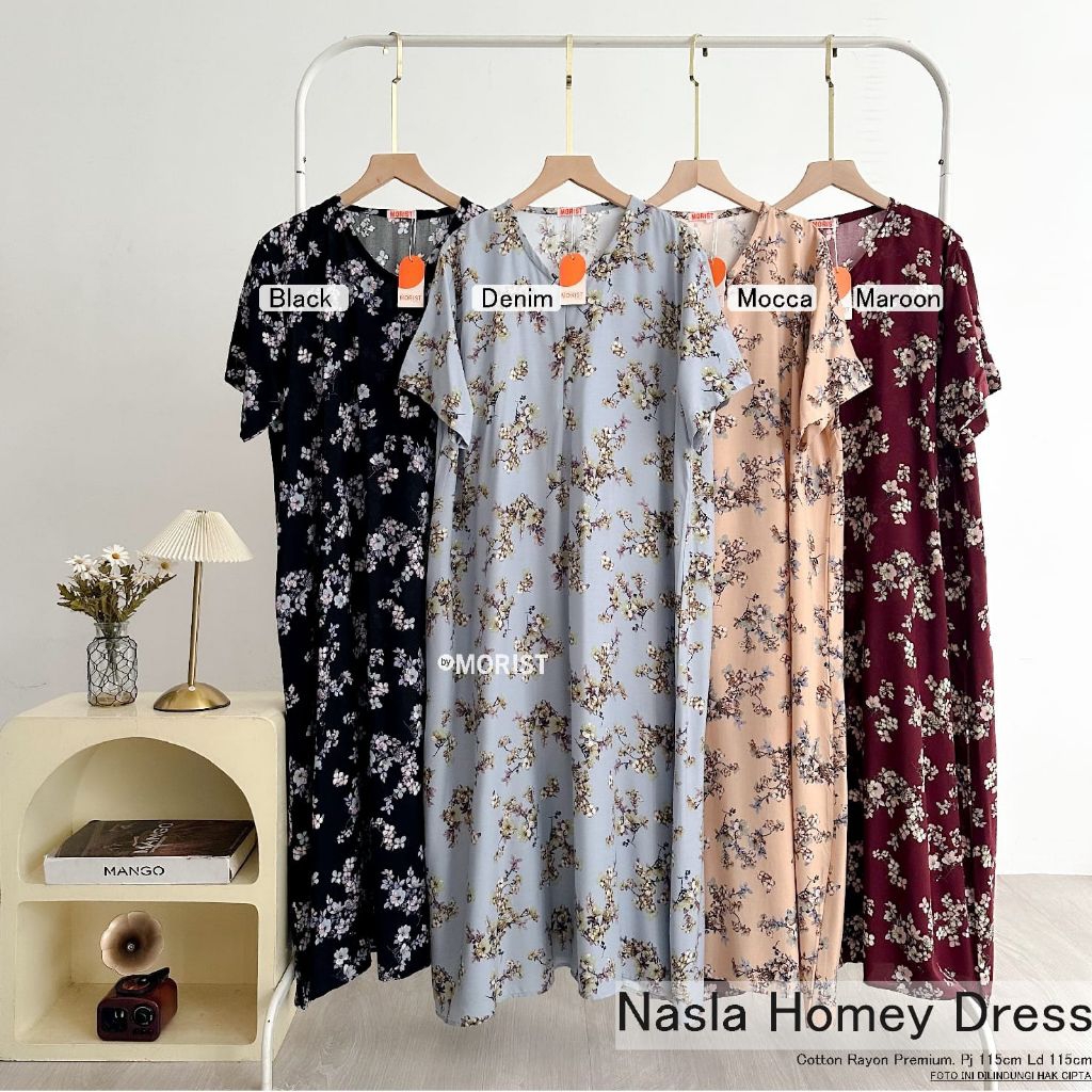 Nasla homey dress / Daster rayon / motif bunga by Morist