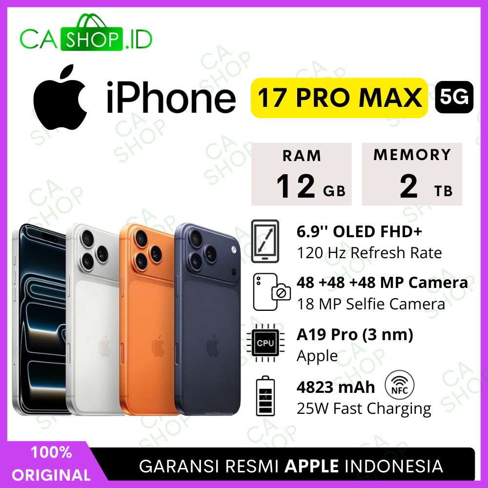Apple iPhone 17 Pro Max - 256GB 512GB 1TB 2TB - New Baru Original Garansi Resmi Indonesia GDN TAM