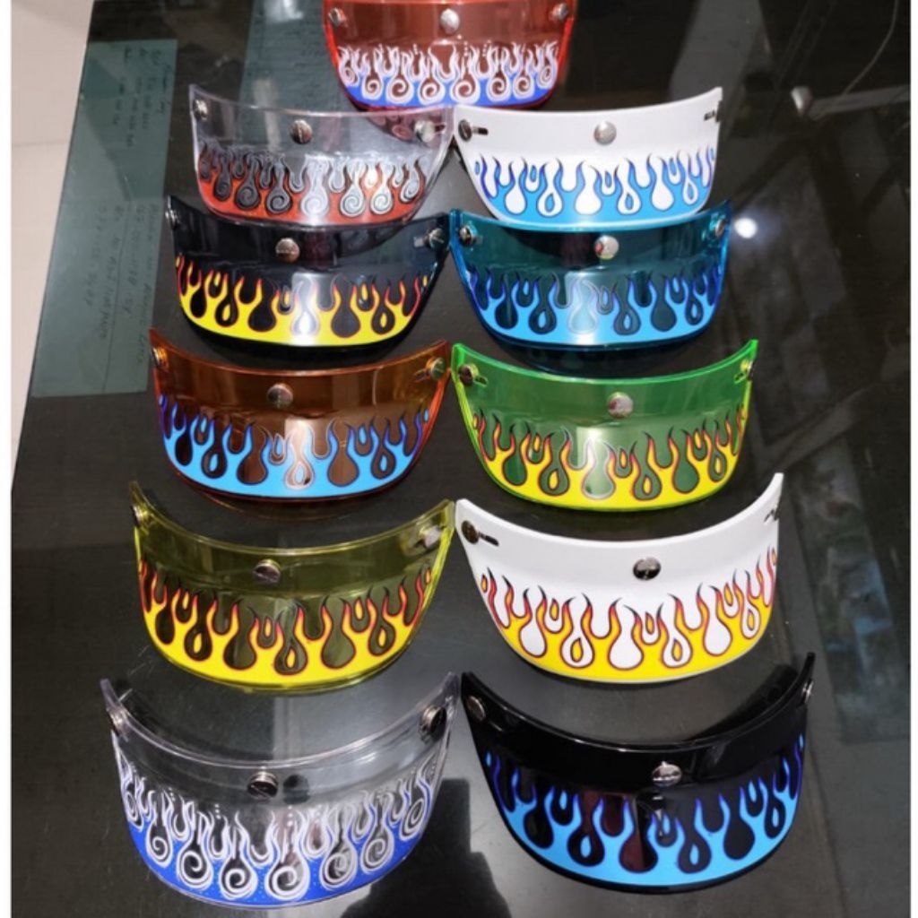 pet helm/helm slim head/helm half face/Japan Edition [ Premium Quality ] Warna Norisk Motif Api api 