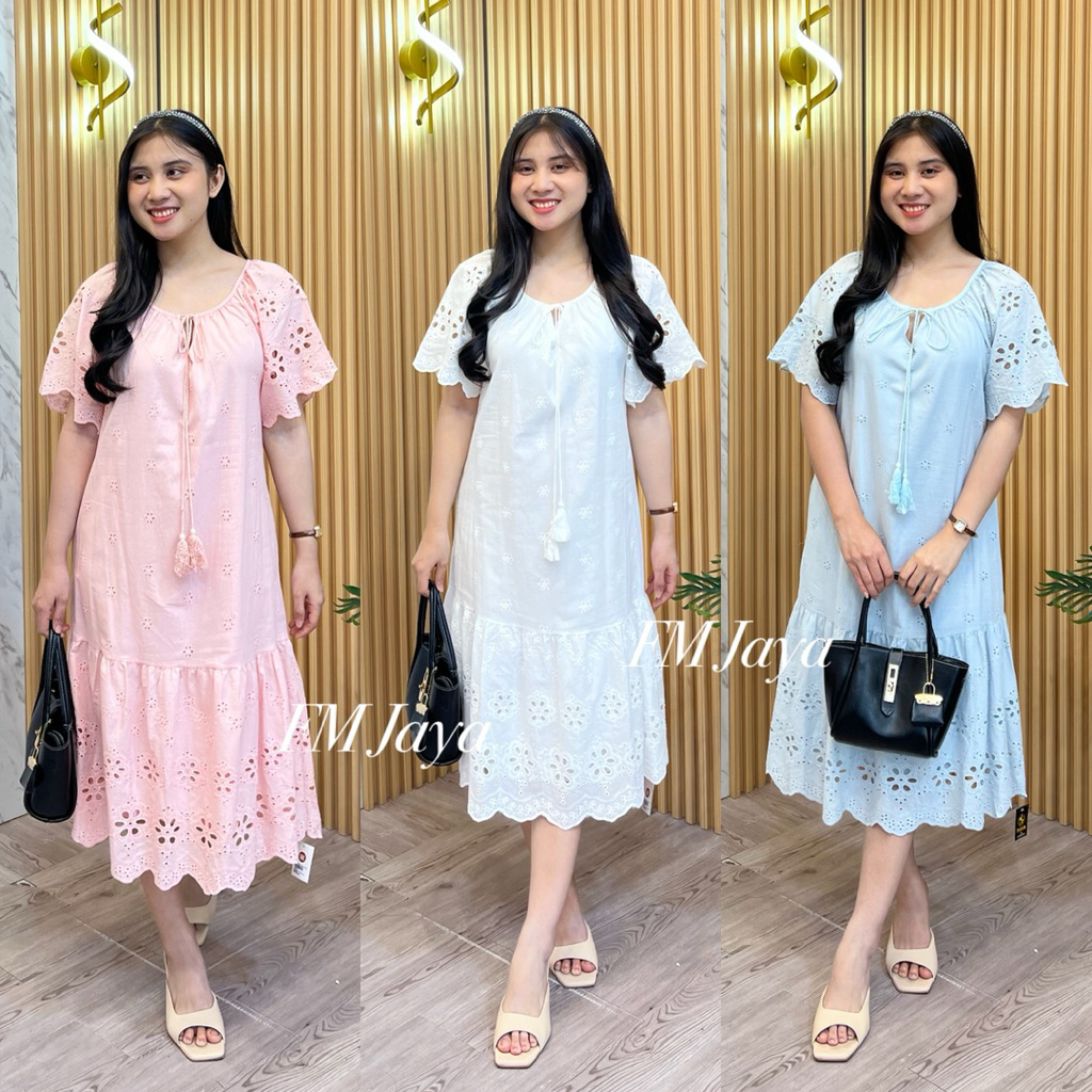 WOMEN DRESS KATBOL 6081 || DRESS PANTAI WANITA || DRESS PESTA || DRESS NATAL || DRES KATUN BORDIR CH