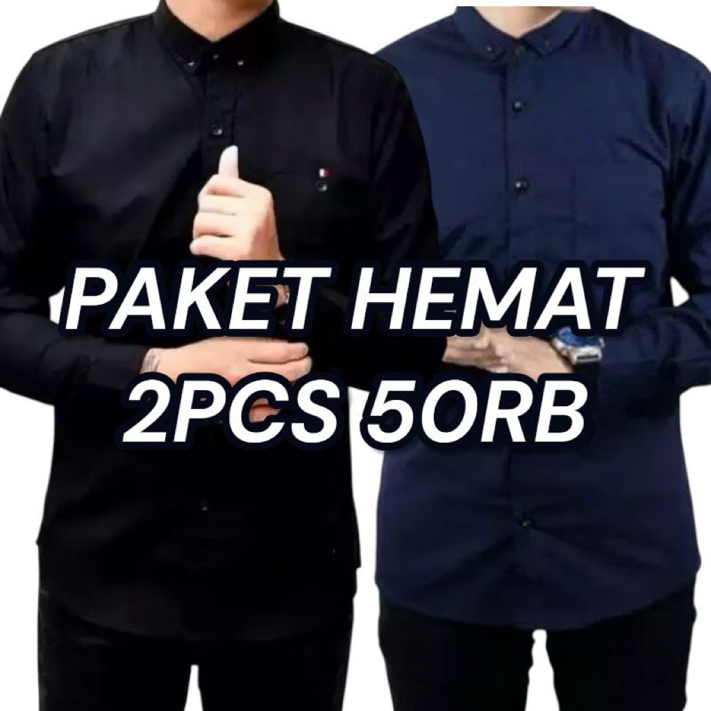PAKET 2PCS 50RB KEMEJA POLOS PANJANG/KEMEJA PRIA