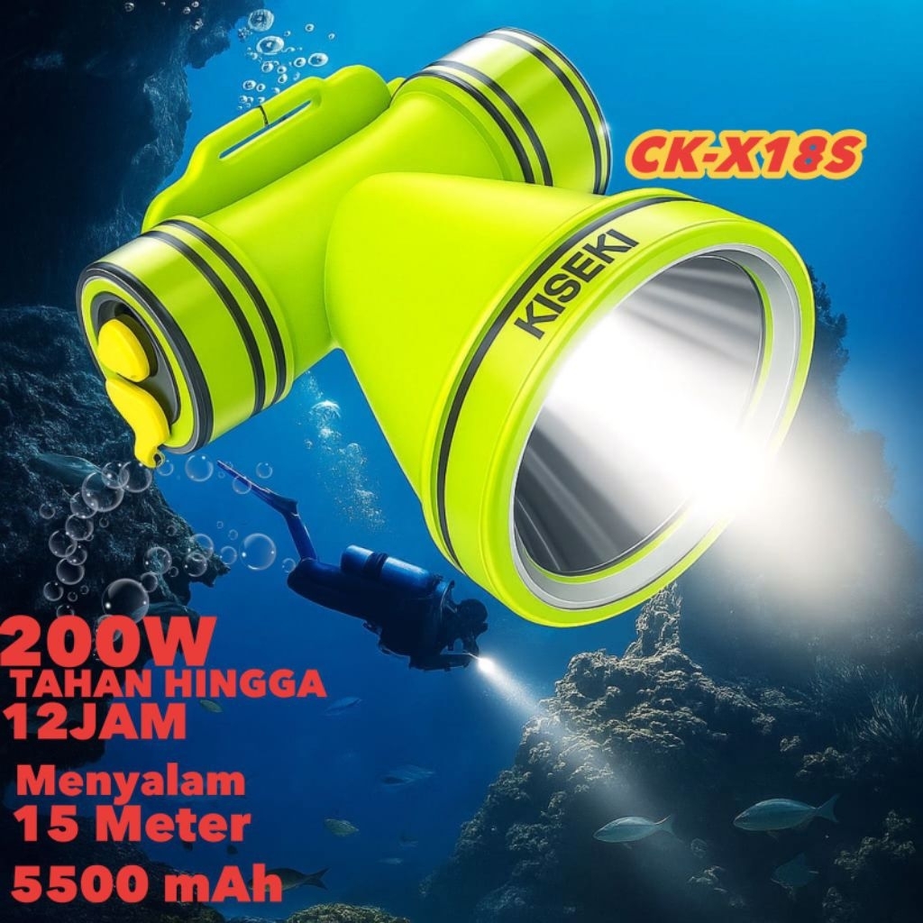 Kiseki Senter Kepala Selam X-17S 150Watt X-18S 200Watt dan X-9 150Watt Cahaya Putih dan Kuning Origi