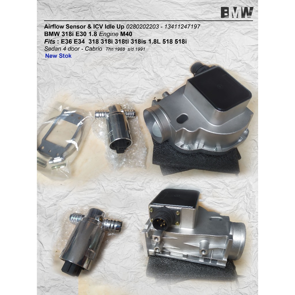 Airflow Sensor & ICV Idle Up BMW 318i E30 1.8 Engine M40 Fits : E36 E34  0280202203 - 13411247197