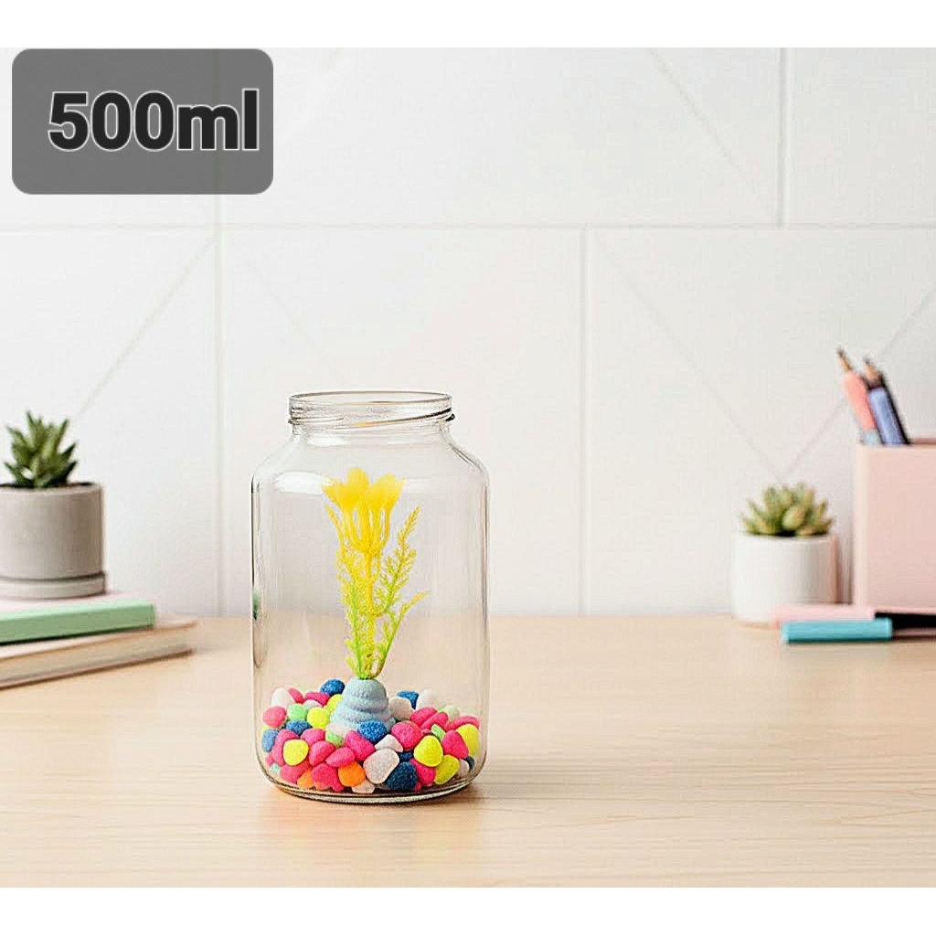Botol kaca ikan cupang 500ml Aquarium mini set Hiasan