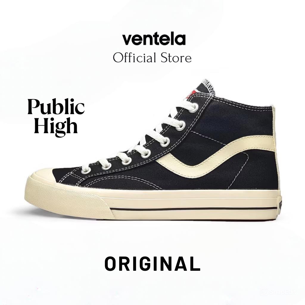 Sepatu Ventela Original Public High Hitam Black Natural Vantela Shoes Public