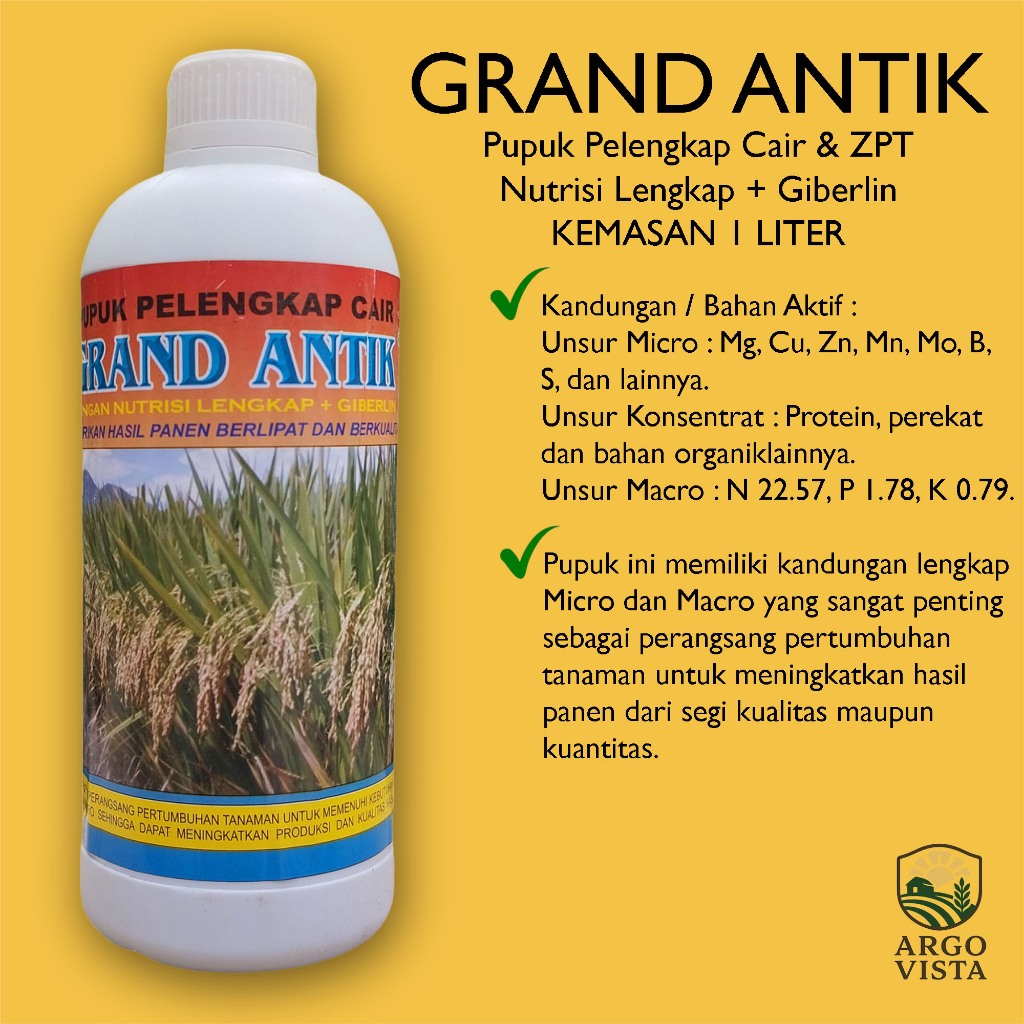 Grand Antik Pupuk Organik Cair Plus Giberlin 1L Nutrisi Biota Lengkap POC ZPT Pertanian Perkebunan