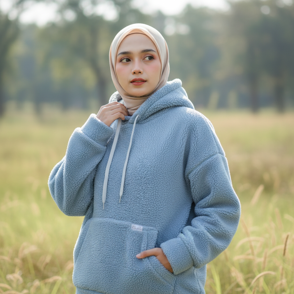 Jaket Bulu sherpa hoodie Bulu