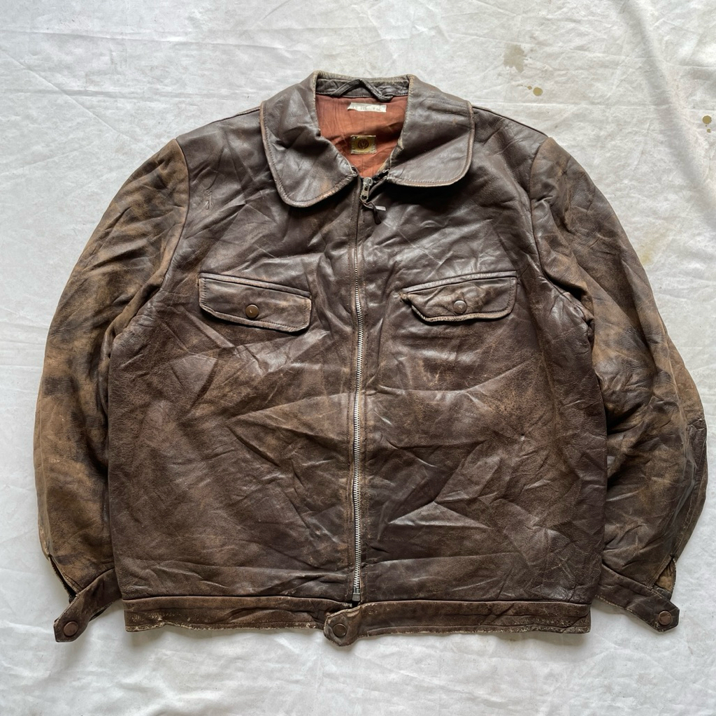 jaket kulit vintage army