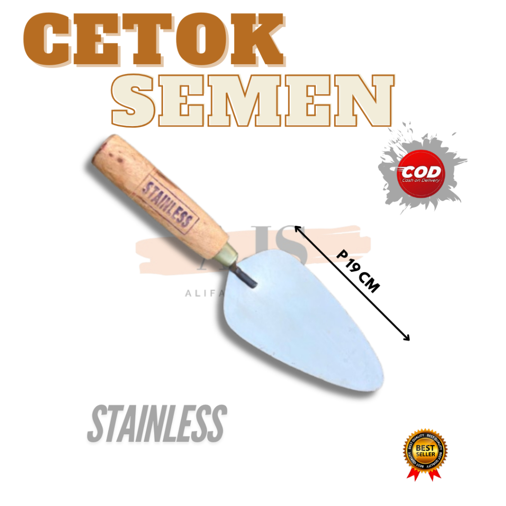 Cetok Tukang Stainless Besar / Sendok Semen Stainless ukuran panjang 19cm