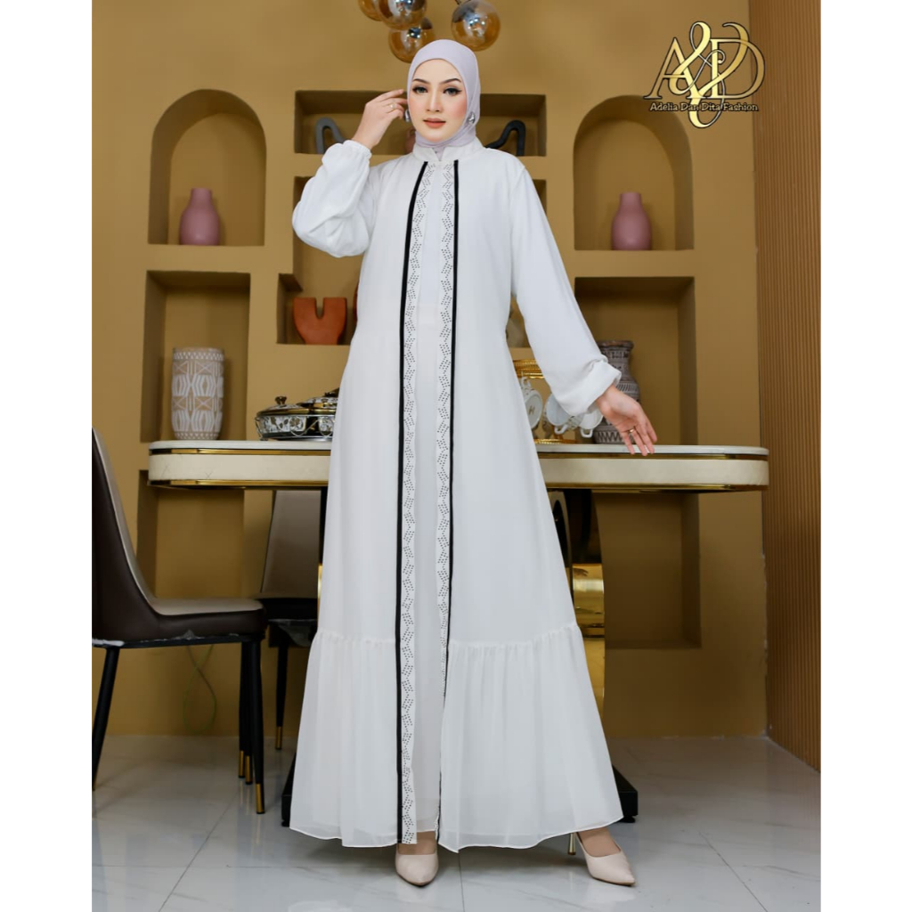 DRESS MUSLIM ceruty busui / gamis putih ceruty / SIMPLE CASUAL DRESS muslim polos