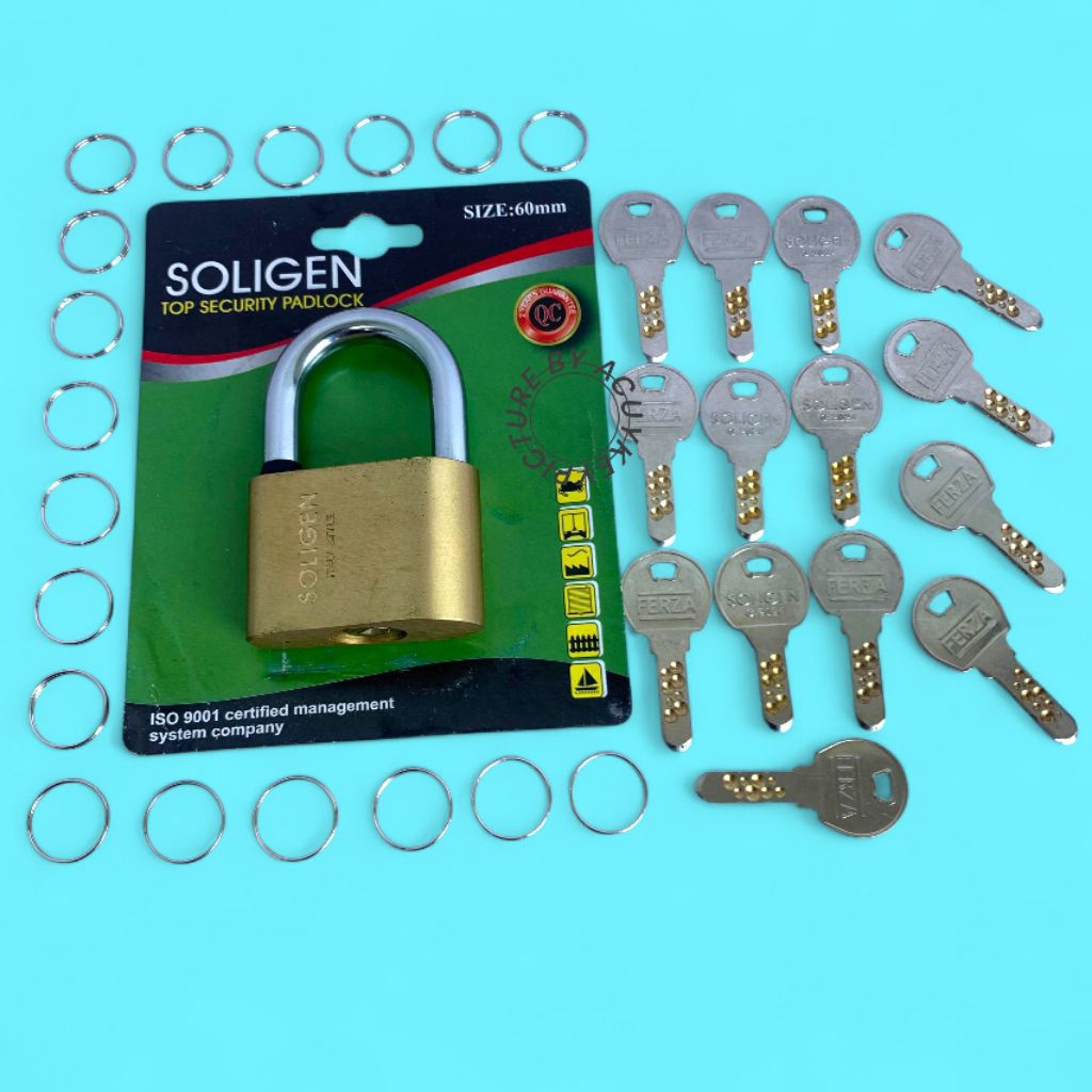 10 15 20 25 30 35 40 45 50 KUNCI GEMBOK 60MM SOLIGEN PER COMPUTER KUNINGAN LEHER PENDEK