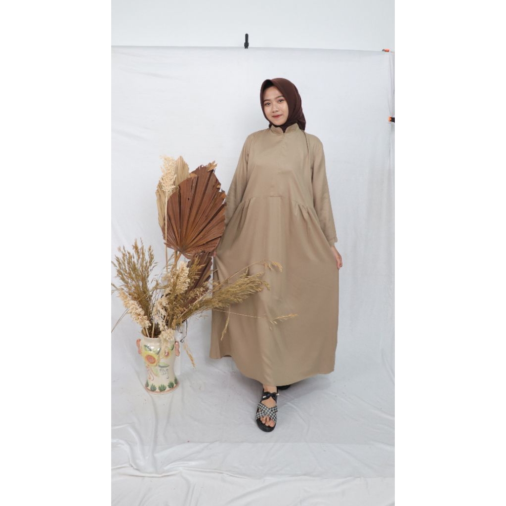 gamis katun rayon motif bunga