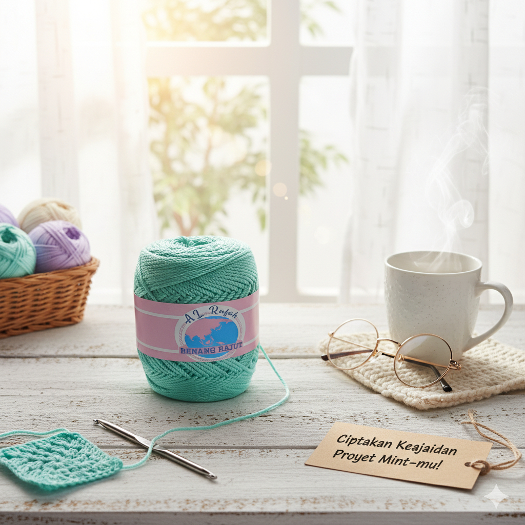 ALRAFAH - BENANG RAJUT POLY KILAP TOSKA MUDA