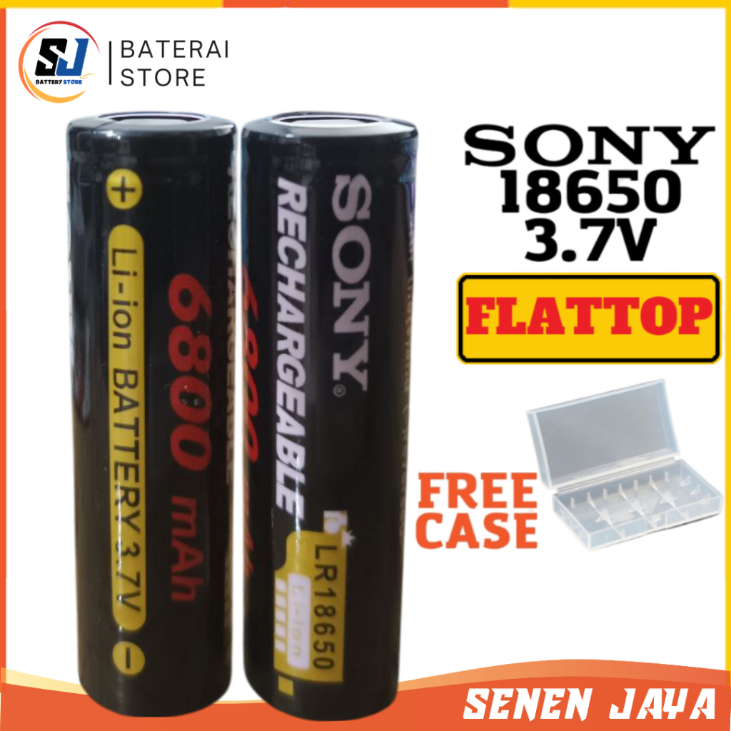 EKONOMIS 2 PCS Baterai 18650 3.7V Sony 6800 Flat Top Batre SONY 18650 3.7 Volt 6800 mAh ORIGINAL