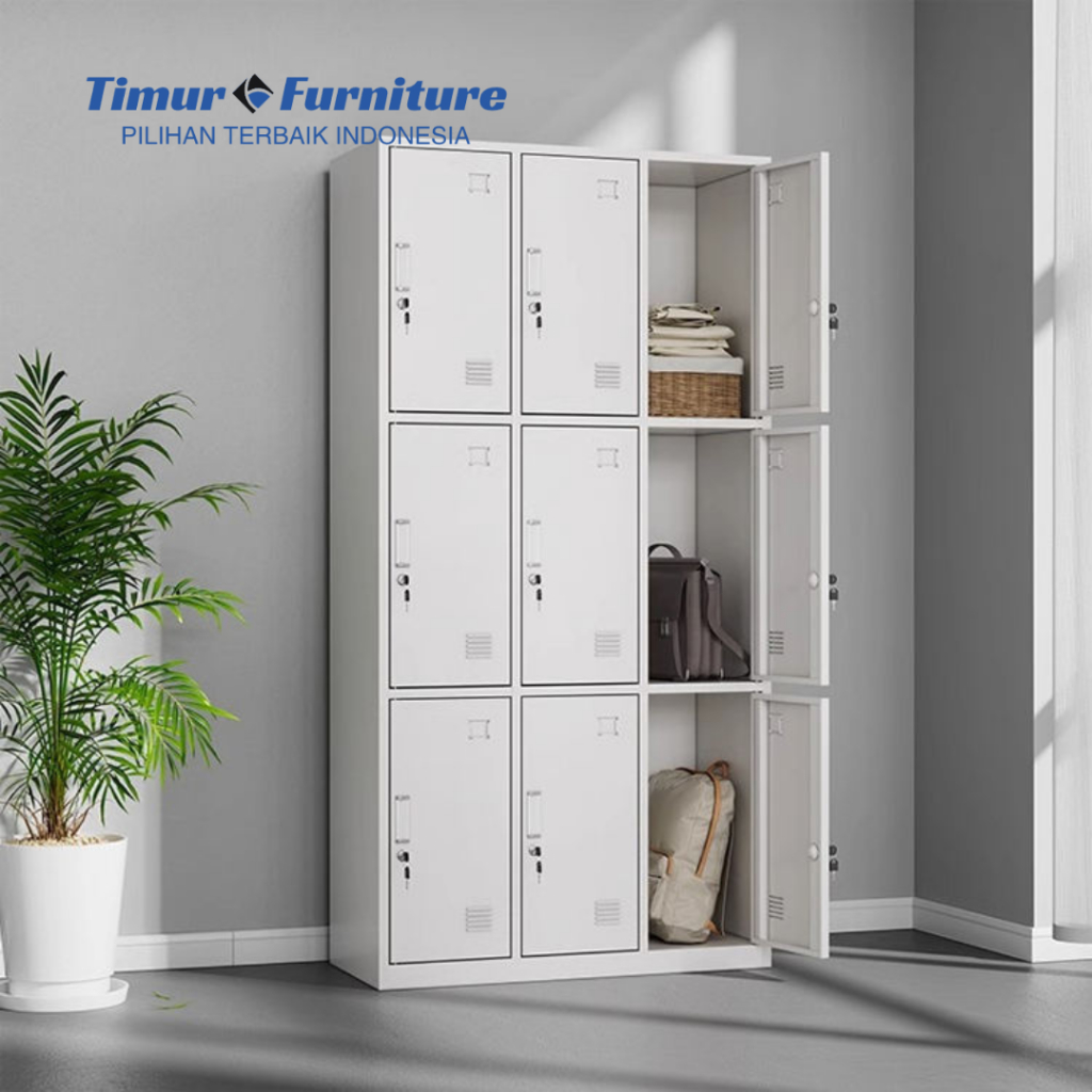 Lemari Loker Besi 9 Pintu 0,8MM Loker Karyawan Lemari Mess Lemari Besi Loker 9 Pintu