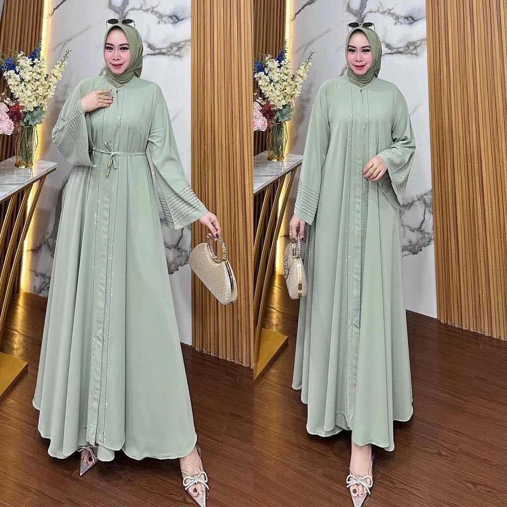 Baju Gamis Kondangan Simple Elegan Model Terbaru Amora Dress Bahan ceruty babydoll Gamis Lebaran