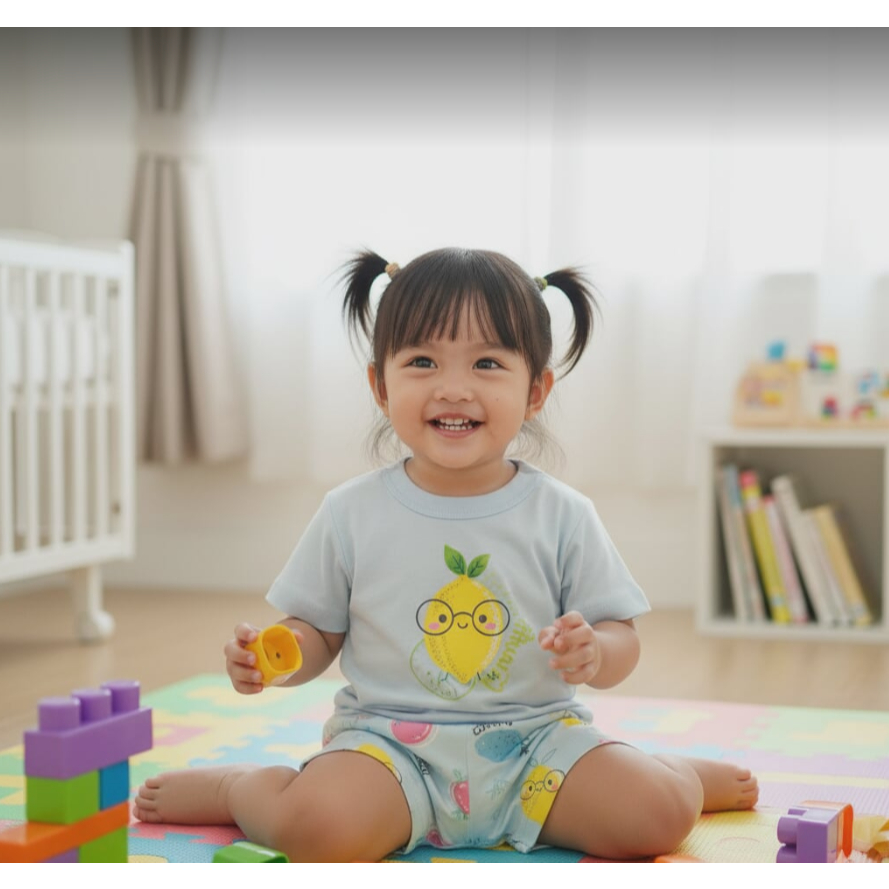 INDOBAYI Setelan Libby Baby Oblong Tipis Boy Girl Pendek uk S, M, L, XL, XXL